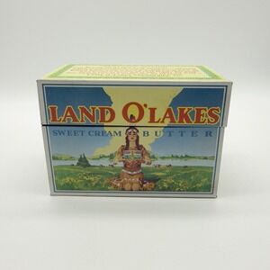 Land O Lakes Sweet Cream Butter Metal Recipe Box w/ Recipe Cards Vintage 5x3